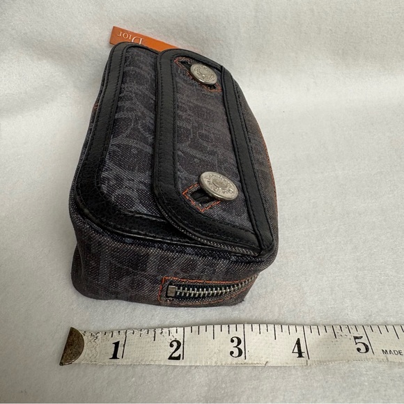 VTG CHRISTIAN DIOR Flight Zipper Small Denim Pouch Snap Pocket Blue Orange - Picture 15 of 16